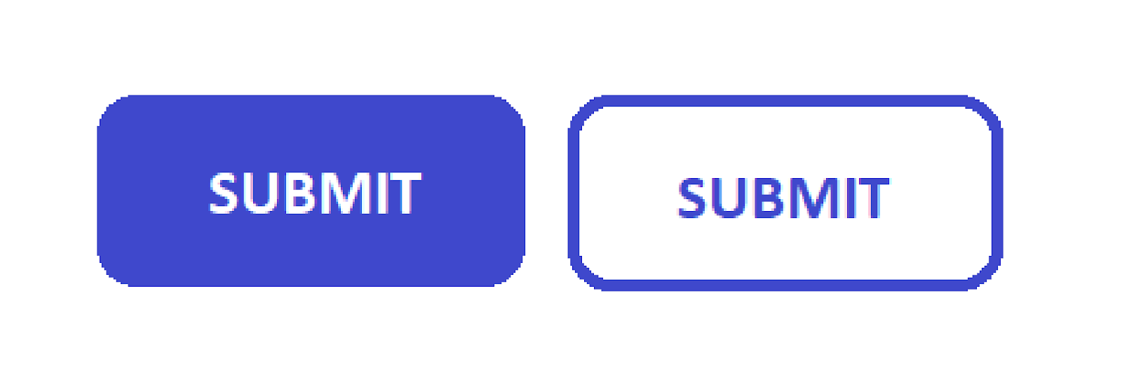 Unfocused submit button has white text on a solid blue background. The focused button has blue text on a white background with a blue border.