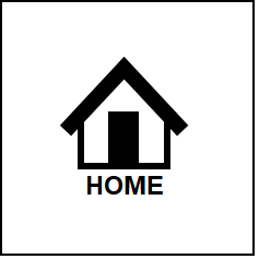 Link to a home page with the image of a house above the text "home."