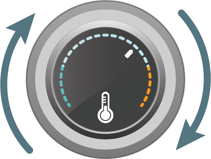 A smart thermostat with a screen in a round knob with a dial showing temperature.